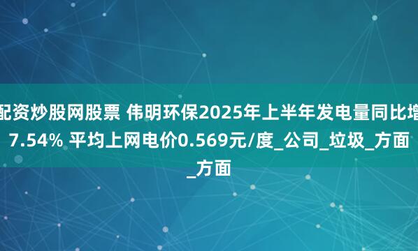 配资炒股网股票 伟明环保2025年上半年发电量同比增7.54% 平均上网电价0.569元/度_公司_垃圾_方面